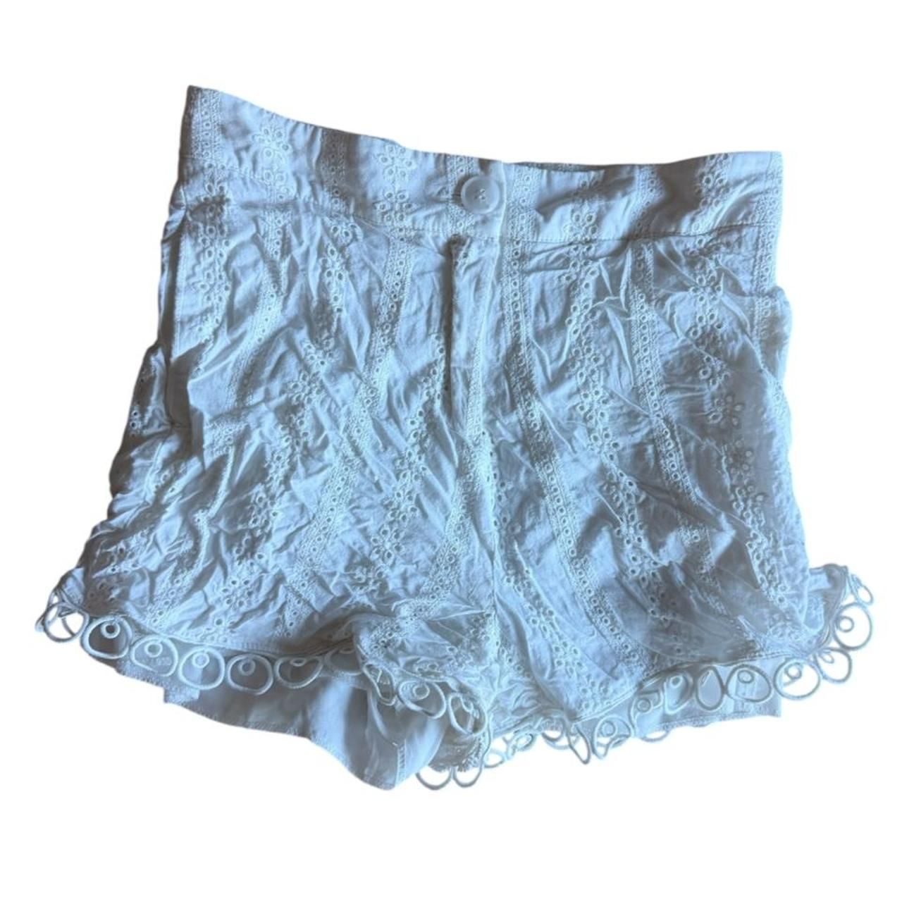 Vintage 2000s Galita White Eyelet Lace Mini Shorts With Scalloped Hem Y2k Boh